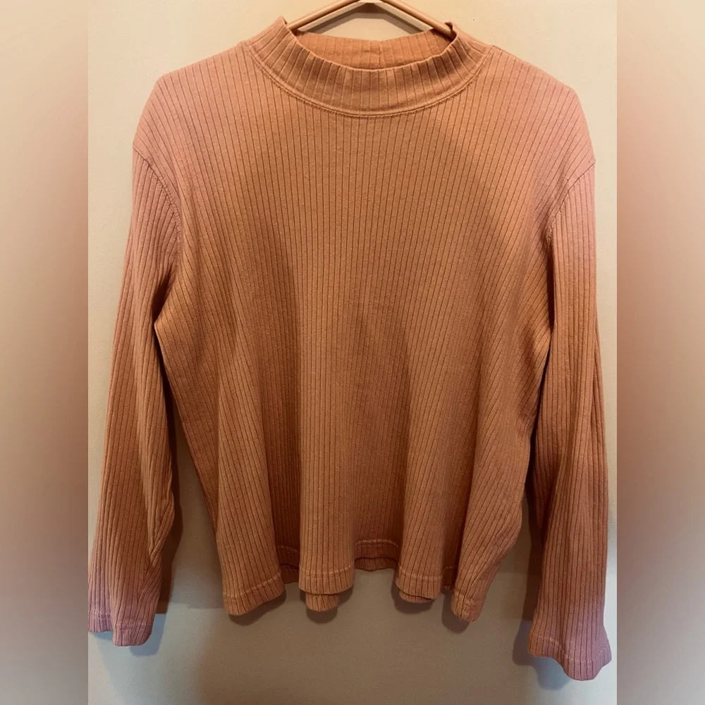 Vintage Northern Reflections ribbed pink long sleeve mock neck XL - Picture 3 of 5